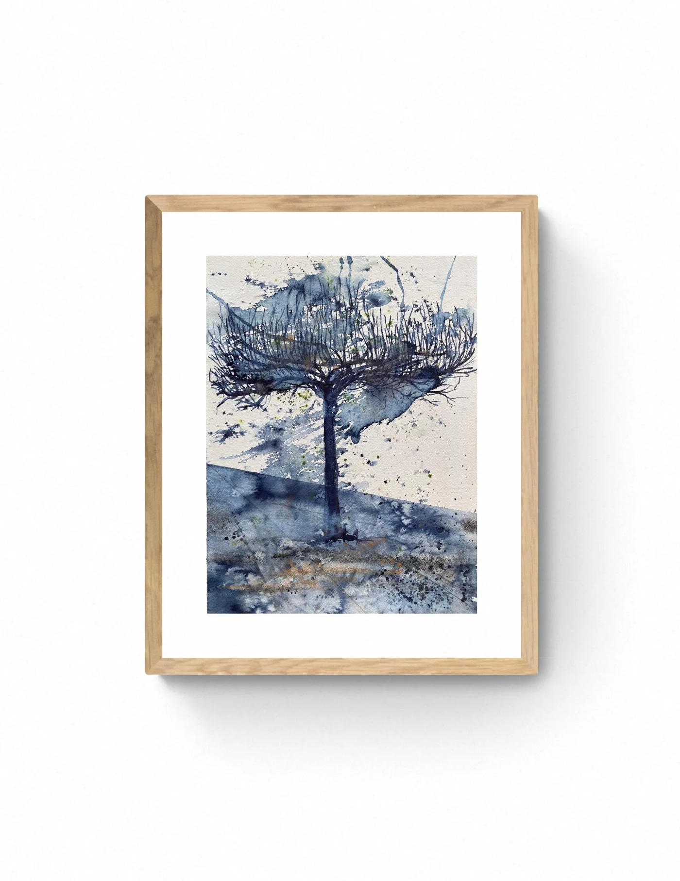 Solitary Tree in Soft Blue Nature Landscape