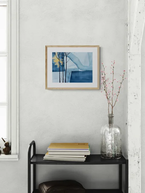 Dark Blue and Gold Abstract Landscape