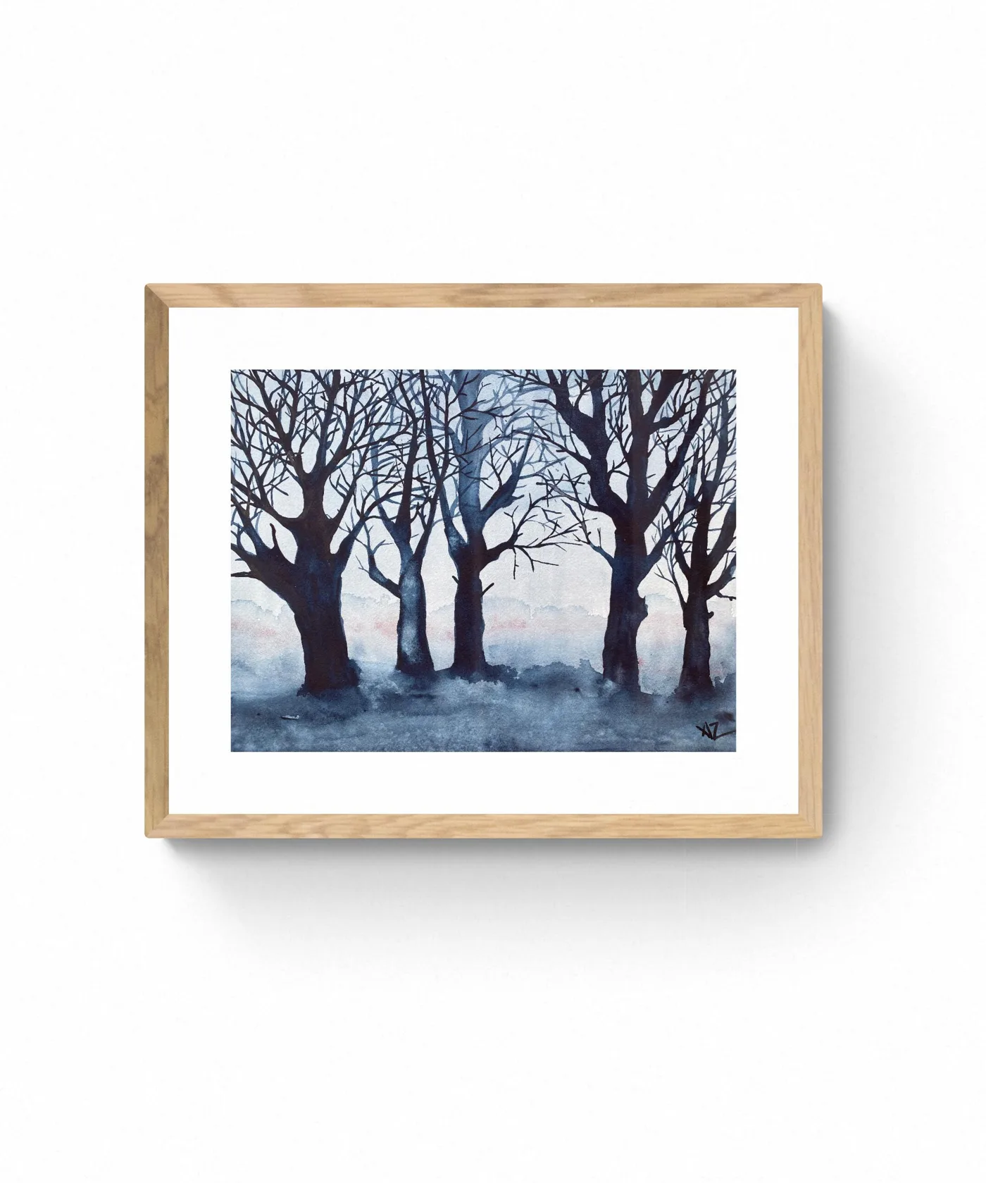 Silhouetted Twilight Grove in Soft Blue