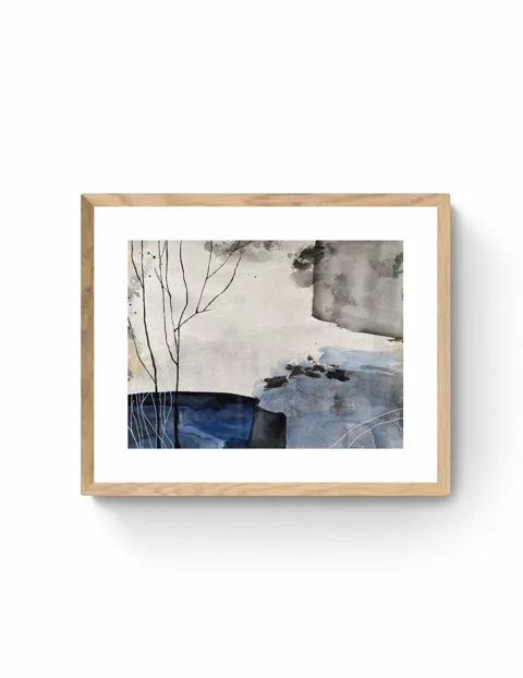 Abstract Winter Landscape Deep Blue Neutral