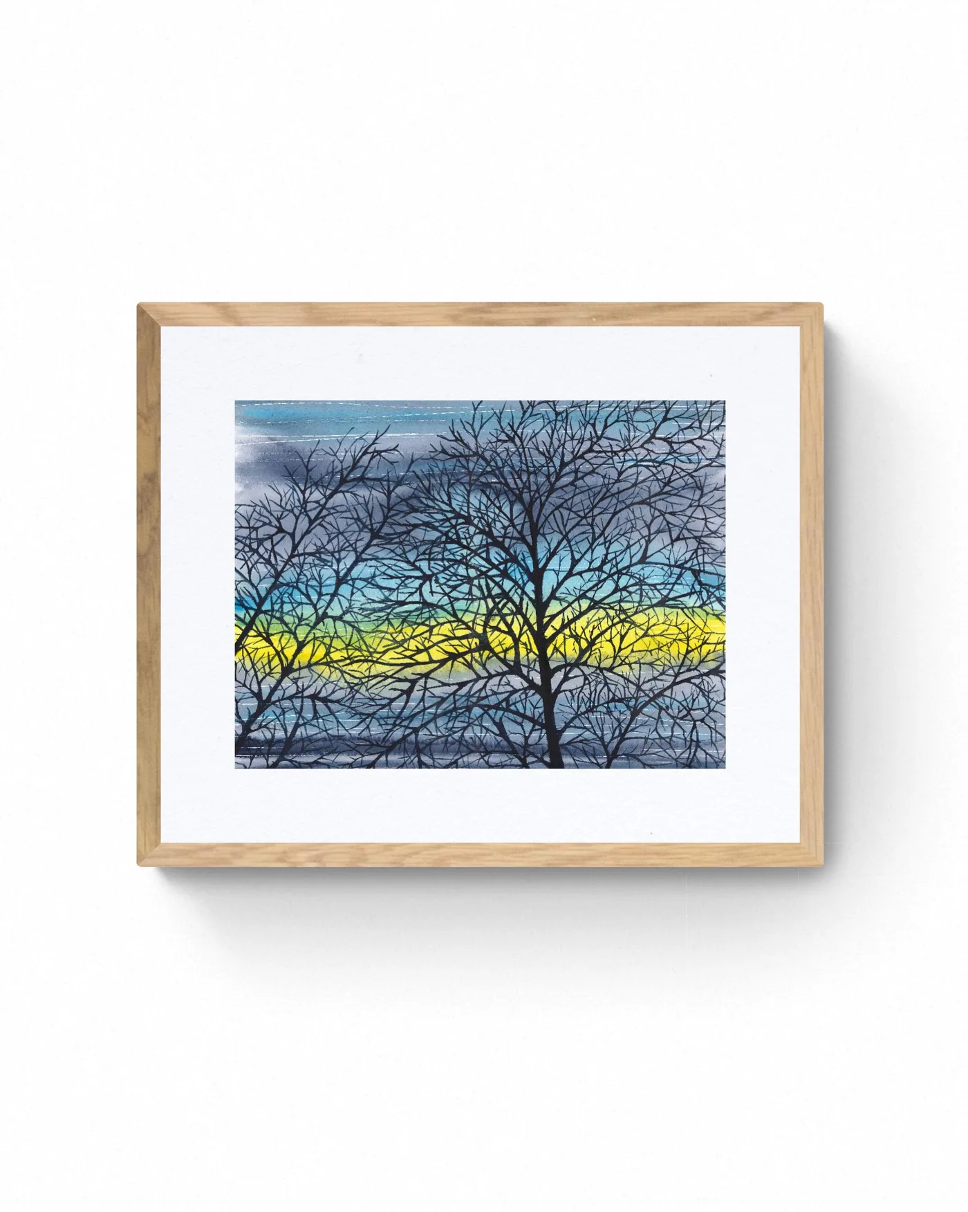 Twilight Tree Branches Indigo Yellow