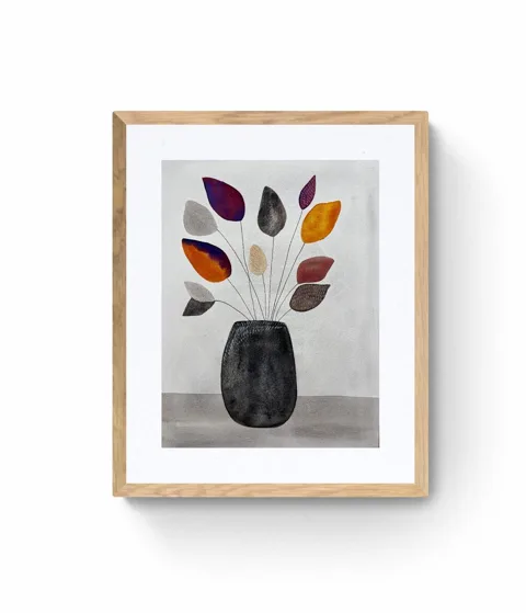 Autumn Leaves in Black Vase