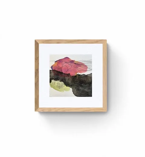 Fiery Red Black Soft Green Abstract