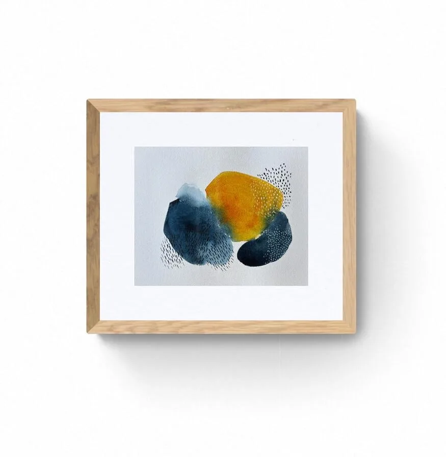 Glowing Orange Yellow Deep Blue Abstract