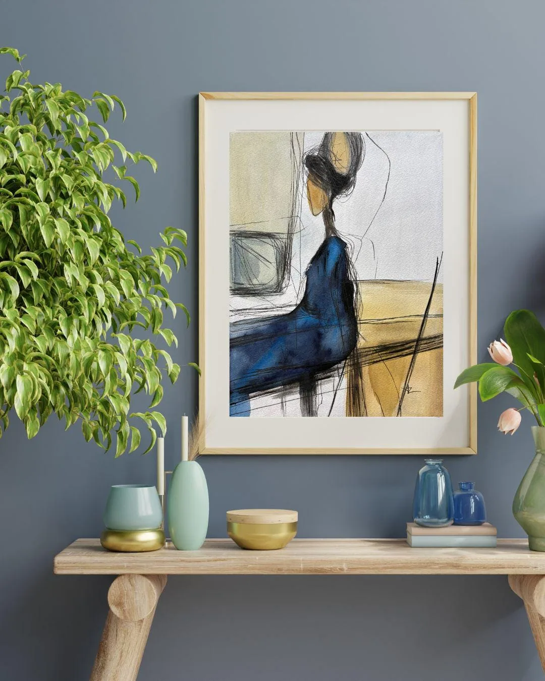 Abstract Woman in Blue