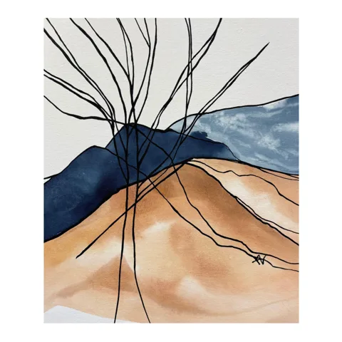Abstract Desert Landscape Ochre and Blue