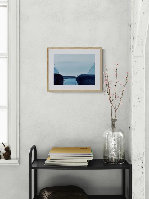 Abstract Bridge and Mountains in Navy Blue