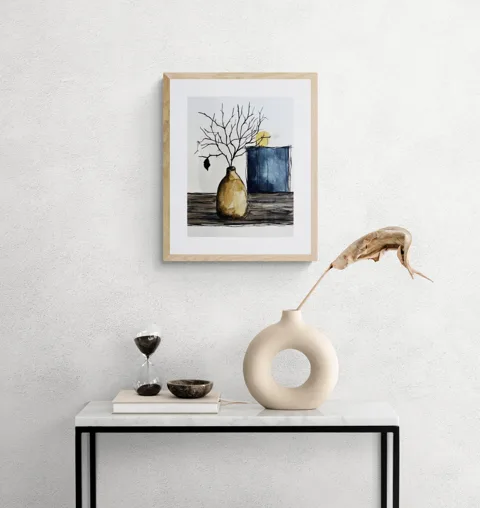 Brown Vase with Bare Branches
