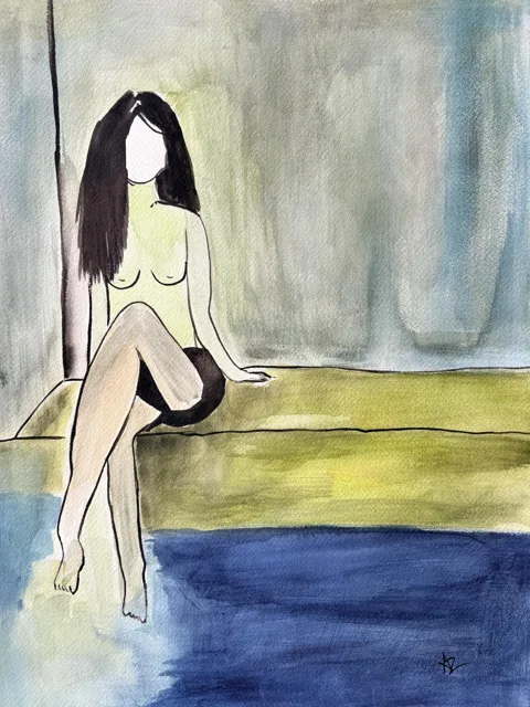 Abstract Woman in Blue