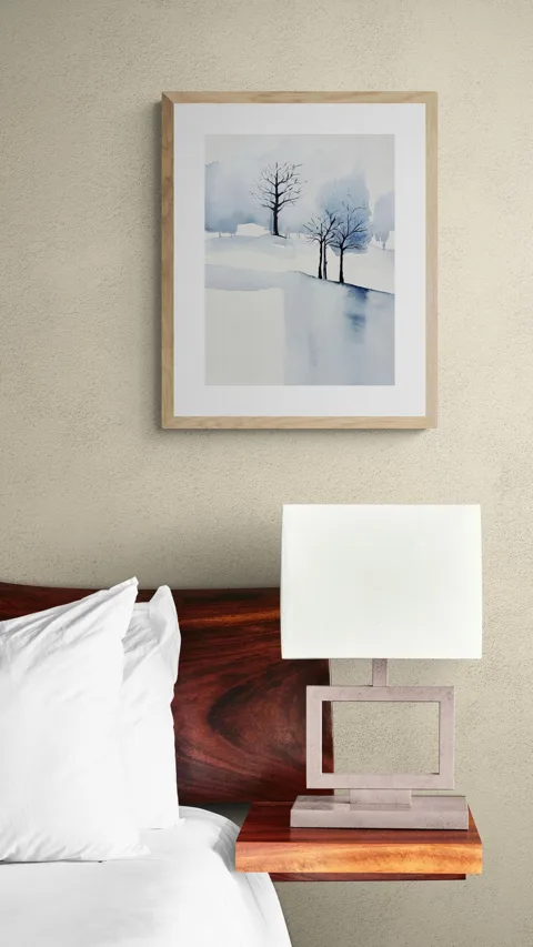Bare Trees and Soft Hills Winter Scenery
