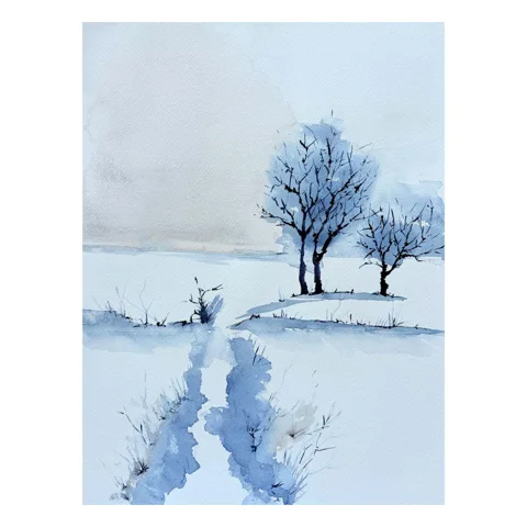 Quiet Path in the Snow Winter Landscape