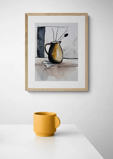 Minimalist Ceramic Jug and Bare Branches
