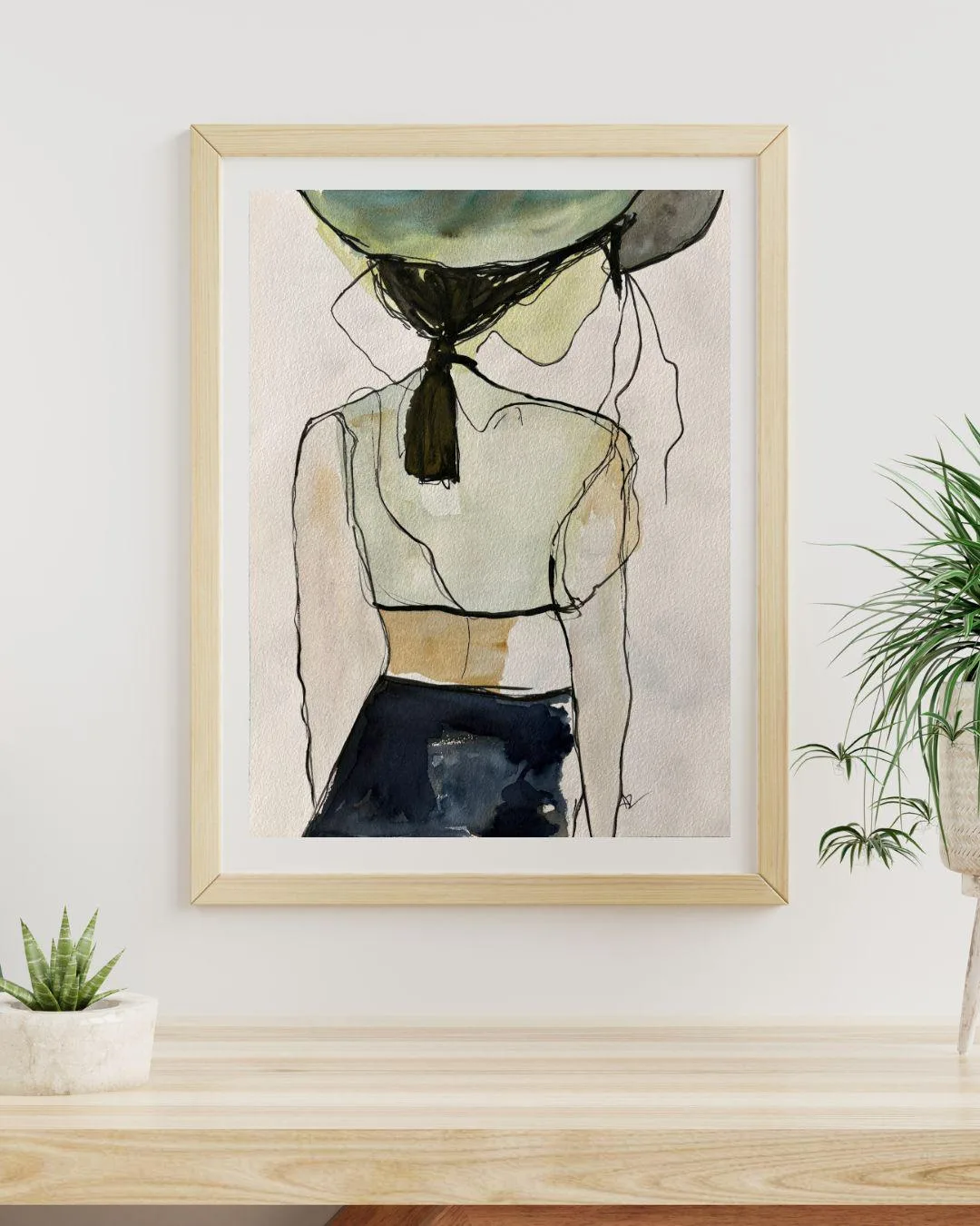Woman Back View Wide Brim Hat