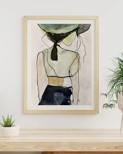 Woman Back View Wide Brim Hat