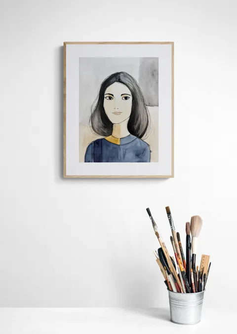 Dark Haired Woman Portrait Minimalist