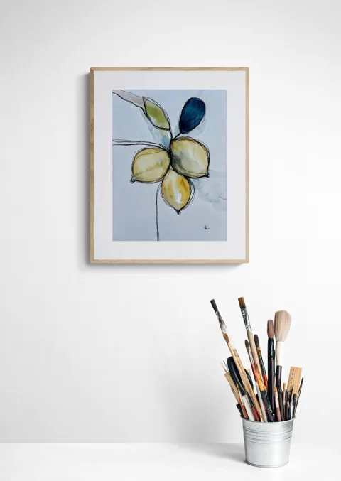 Mediterranean Lemons Yellow Olive Blue