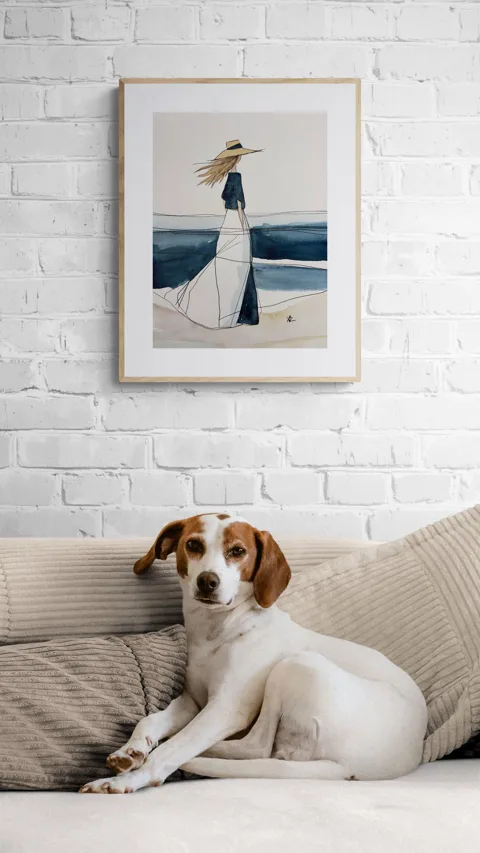Woman by the Sea in White Dress