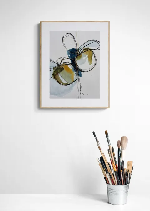 Green Apples with Leaves Botanical Art