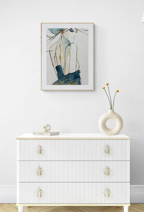 Elegant Woman Portrait Blue Silhouette