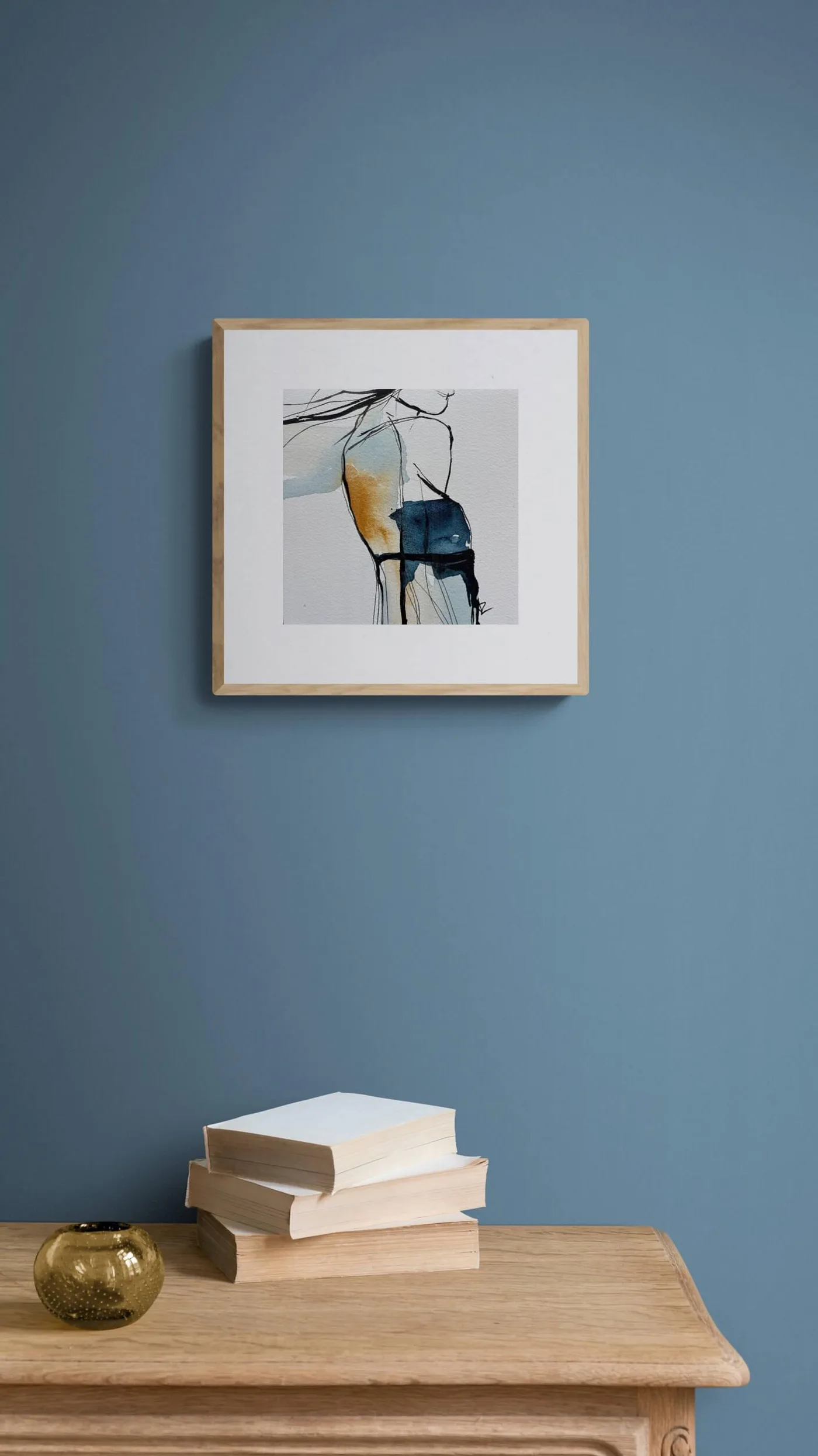 Minimalist Woman Silhouette in Deep Blue