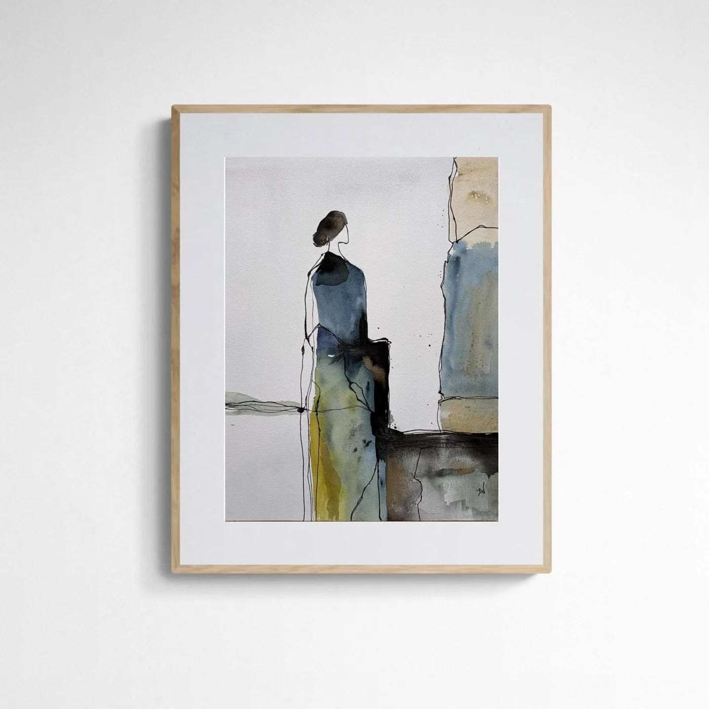 Abstract Woman in Indigo and Ochre