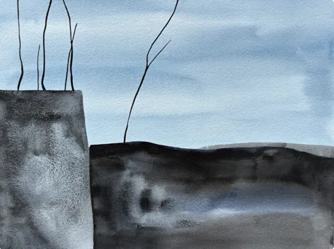 Abstract Horizon Blue and Black