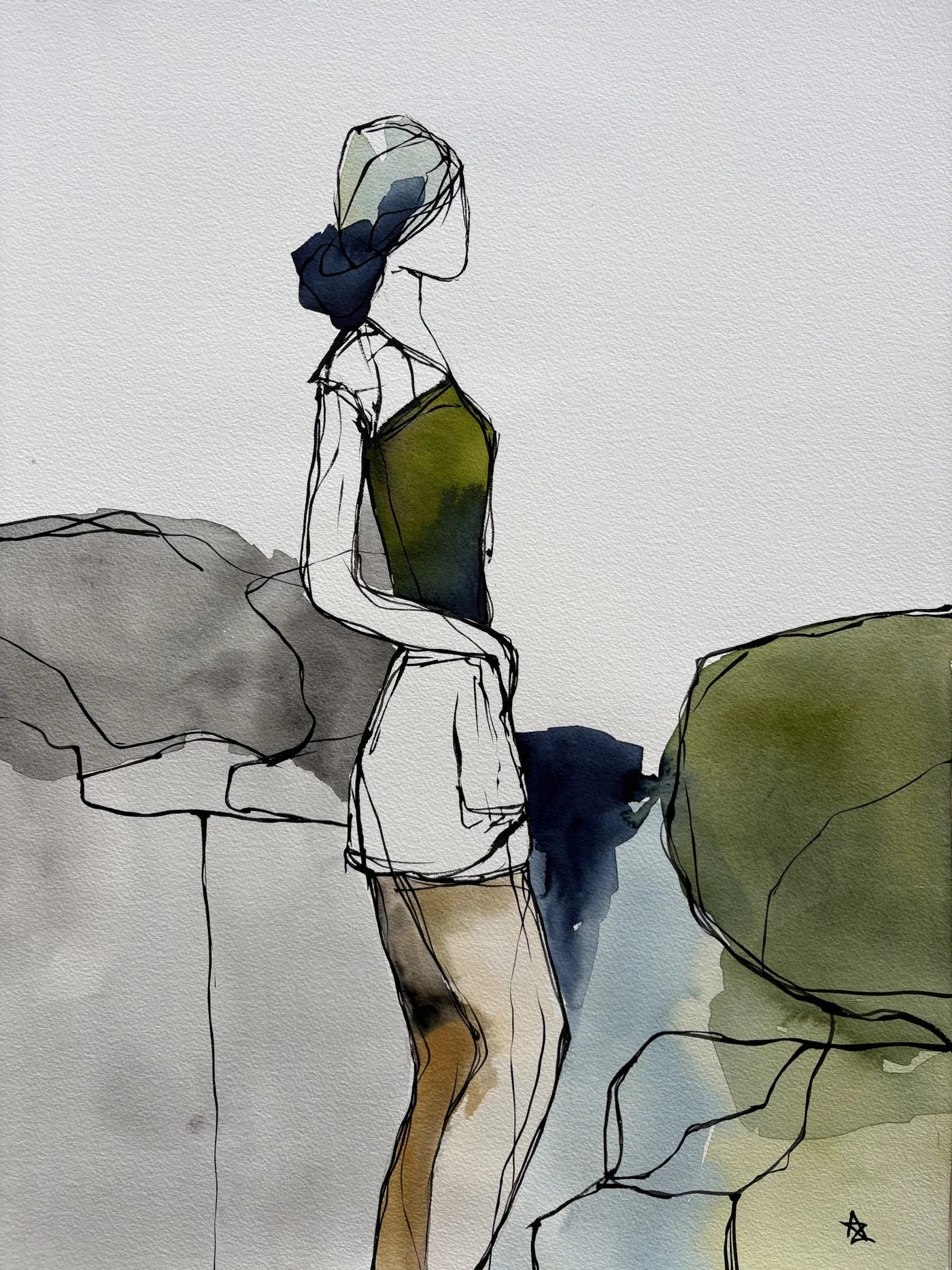 Woman in Olive Green