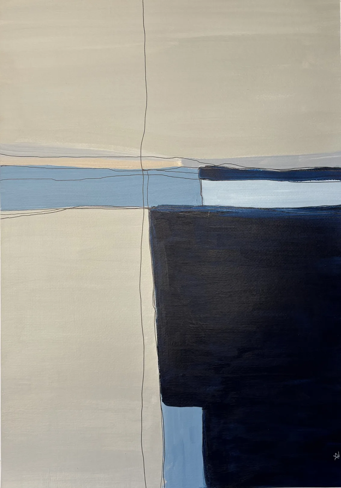 Crossing Quiet Waters Blue and Beige