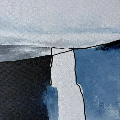 Miniature Coastal Lines Blue and Black
