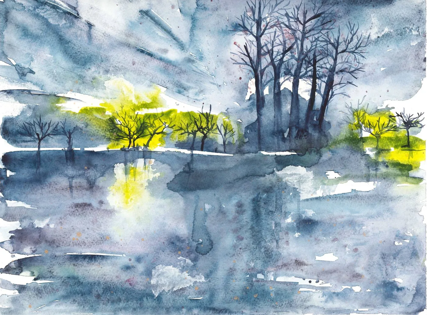 Abstract Trees Blue