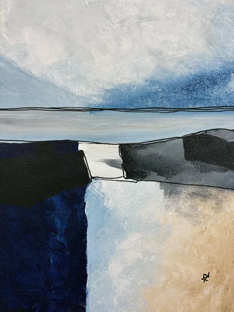 Lines of the Quiet Coast Indigo and Ochre