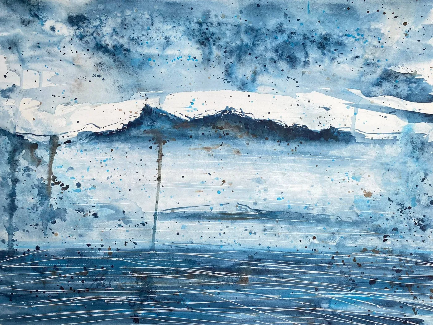 Ocean and Mountain Blue and White