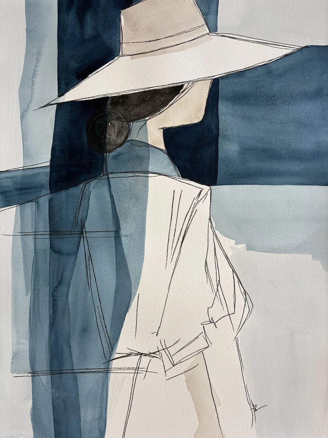 Under the Brim Indigo and Ivory