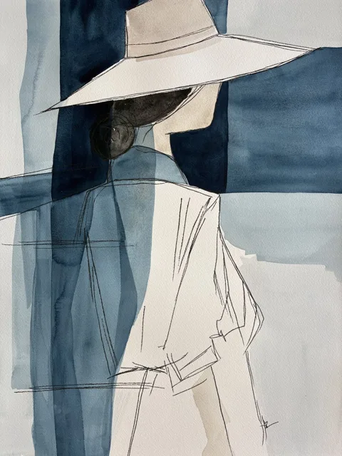 Under the Brim Indigo and Ivory